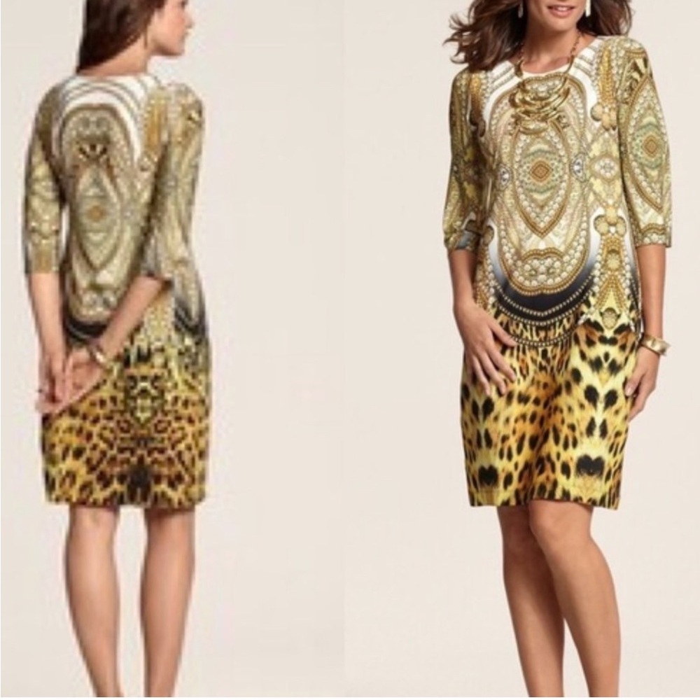 Chico’s Natalie Status Print Midi Dress - Picture 3 of 11